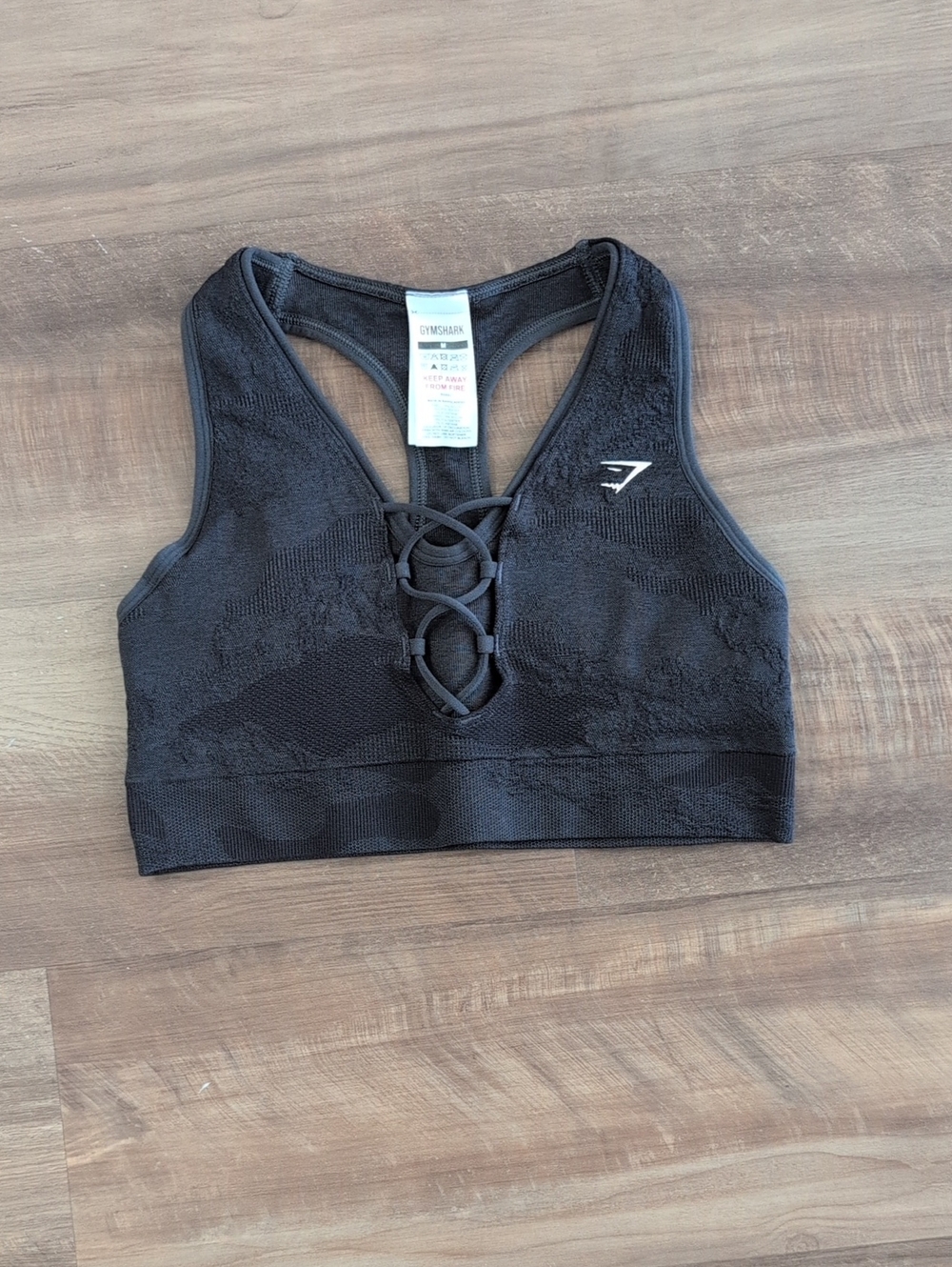Gymshark Black Lace-Up Seamless Sports Bra
